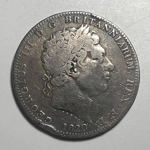 1820 George IV Silber Crown Münze .925 Sterlingsilber Sehr schön + Details Großbritannien - Bild 1 von 9