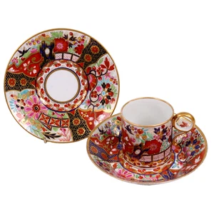 Plato platillo taza café Worcester Flight Barr Barr Trio Imari circa 1815 - Imagen 1 de 16