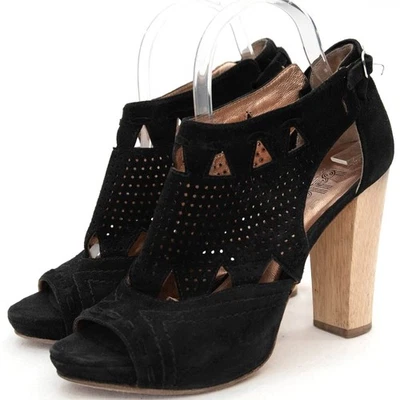 Sandalias Belle Sigerson Morrison negras de gamuza con punta abierta talla 8,5 Foto 1 de 4