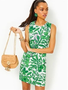 Lilly Pulitzer NWT Mila Stretch Shift Fiddleleaf Green Lil Escape Plan Size 16 - Picture 1 of 22