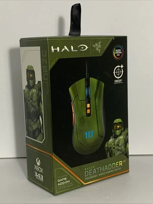 Razer DeathAdder V2 Wired Gaming Mouse Halo Infinite Edition w/ Fangs Emblem DLC - Image 1 of 3