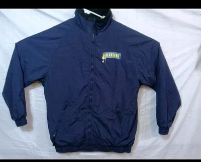 Chaqueta cortavientos vintage Planters Mr Peanut grande para hombre azul cremallera frontal años 90  Foto 1 de 4