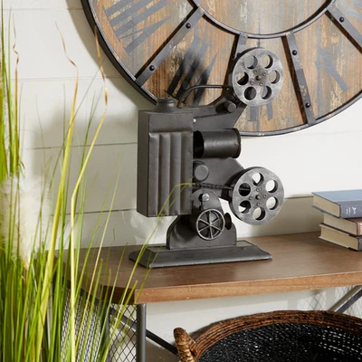 Black Metal Camera Film Decorative Sculpture Black 14 x 4 x 19 - Image 1 of 4