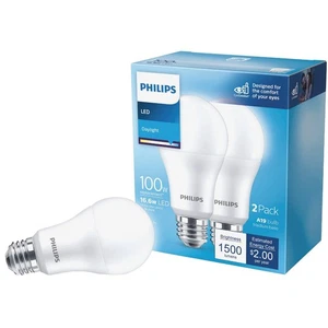 Philips 100W Equivalent Daylight A19 Medium LED Light Bulb (2-Pack) 575878 - Picture 1 of 3