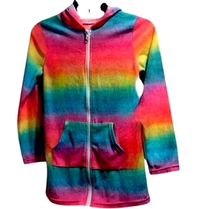 Wonder Nation Girls Size M-7-8 Zipper Hooded Swimwear Cover Up -Pockets Preowned - Picture 1 of 3