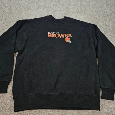 Sudadera De Colección Majestic Cleveland Browns Negra Cuello Redondo Para Hombre Talla L EE. UU. Foto 1 de 4