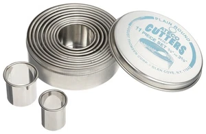 Plain Edge Round Cutters in Graduated Sizes, Stainless Steel, 11 Pc Set - Picture 1 of 2
