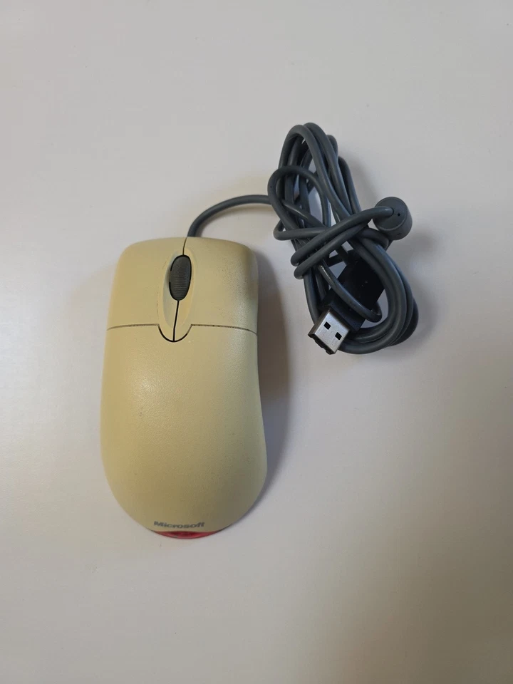 Microsoft Wheel Mouse Optical USB 1.1A White Vintage Tested Working - Image 1 of 1