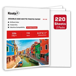 220 Sh Koala Double Sided Matte Photo Paper 8.5x11 32 lb Inkjet Printer Brochure - Picture 1 of 9