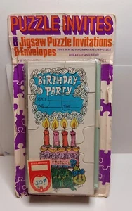 Vintage 1969 Children's Jigsaw Puzzle Birthday Party Invitations Set of 8 Unused - Picture 1 of 8