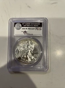 2014 Silver Eagle PCGS MS69 1st Strike Gov. Box #1 John M Mercanti W/toning - Picture 1 of 2