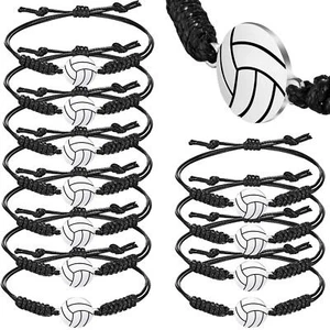 12 Pcs Volleyball Charm Bracelets Cord Braided Rope with Charm for Teens - Picture 1 of 6