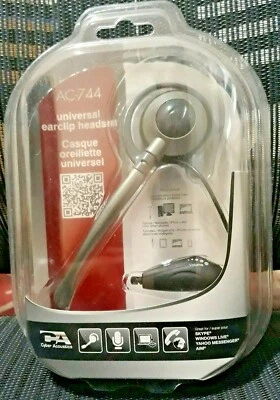 Cyber Acoustics AC-744 Universal Earclip Headset - Voice - R / L Ear - Vol Contr - Image 1 of 2