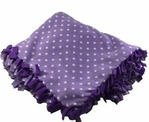Manta de franela con estampado púrpura hecha a mano con flecos de 2 capas tiro para cuna 35" x 54" - Imagen 1 de 7