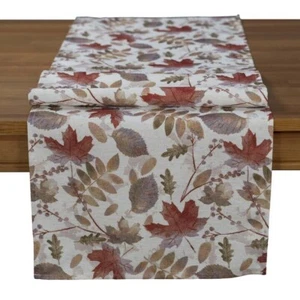 Tischläufer Herbst Blätterdruck 40x90cm 40x140 Creme-bunt-gold Leinenoptik 2307 - Bild 1 von 7