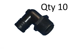 10 PACK 1" PVC 90 Degree Insert x MIP MPT Elbow 1" Hose Barb x 1" M - Picture 1 of 1