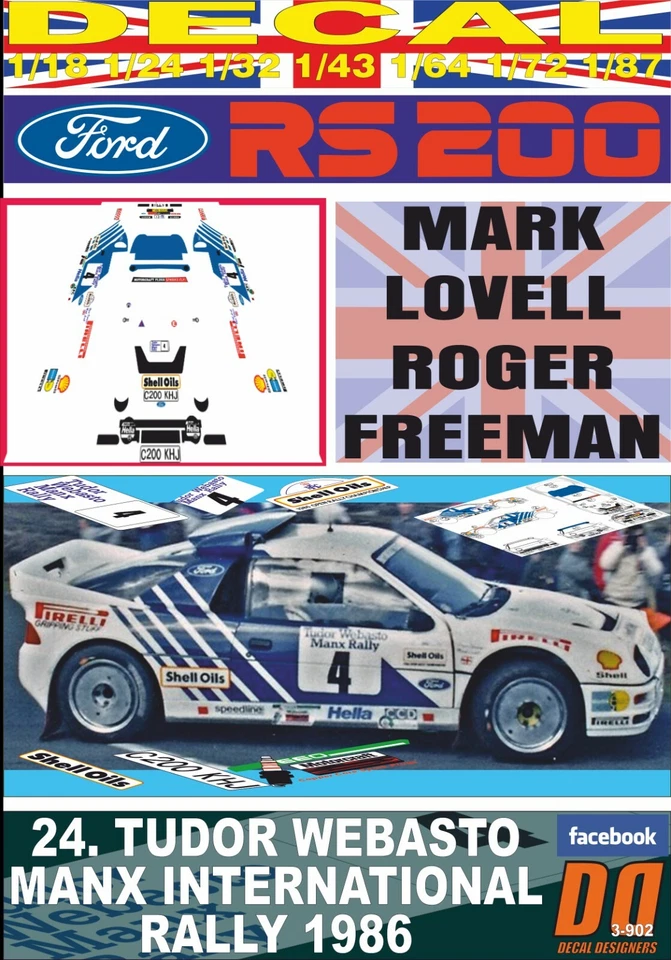 DECAL FORD RS200 M.LOVELL MANX INTER. R. 1986 3rd (06) - Image 1 of 1