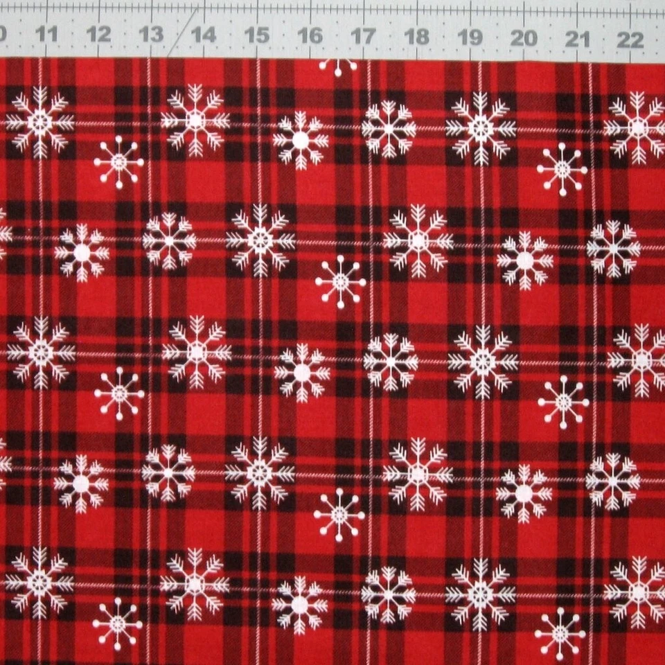 Christmas Fabric - Over the River Red Snowflake Plaid Print - Springs YARD - Image 1 of 1