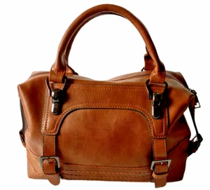 New Leza Brown Satchel Cross Shoulder Bag Small Purse Inside Zip Compartment  - Picture 1 of 8