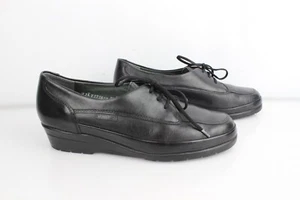 Mephisto Pequeño de Cuña Zapatos Oxford Mujer Cuero Negro T 38,5 Muy Buen Estado - Imagen 1 de 12