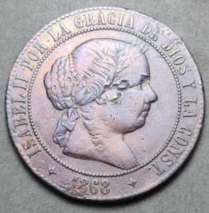 5 Centimos de Escudo - Isabel II 1868 - Picture 1 of 2