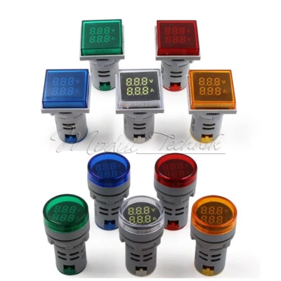 MARKENLOS Voltímetro digital de doble pantalla 22MM AC 50-500V 0-100A 220V amperímetro medidor de voltaje