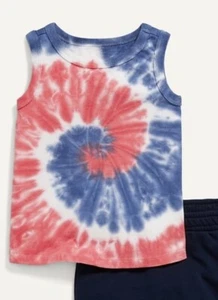 Old Navy Toddler Boy Girl Size 6-12 Months ~ Red White Blue Tie Dye Tank Top NWT - Picture 1 of 1
