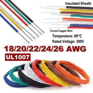 UL1007 Single Core Single Strand Cable 18 - 26AWG Electronic Wire Tinned Copper - Picture 1 of 12
