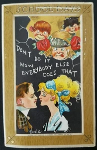 Vintage Dwig Series 170 School Days Postcard 1910 Art Man Woman - Picture 1 of 2