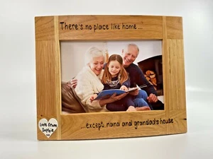 No Place Like Home Except Nana And Grandads | Personalised Oak Wood Photo Frame - Picture 1 of 8