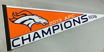 Denver Broncos AFC Champions Super Bowl XLVIII 2013 equipo banderín decoración bandera Foto 1 de 4