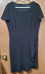 Liz Claiborne Short Sleeve Black Dress with Ruffle Size 18 - Picture 1 of 8