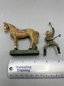 Vintage Composite Toy Drummer Soldier & Horse (same brand mismatched) - Picture 1 of 9