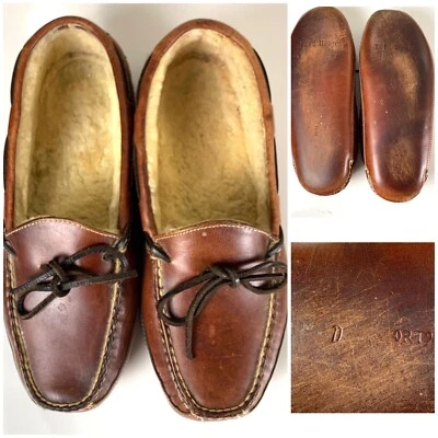 L.L. Zapatillas mocasín Bean doble suela zapatos talla 9 parte inferior de cuero usado Foto 1 de 4