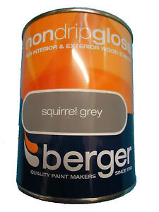 Berger 750ml Non Drip Gloss For Interior/Exterior-Wood/Metal Squirrel Grey Paint
