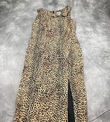Robbie Bee Dress Women 12 Tan Black Animal Sheath Long Party Silk Formal VTG - Image 1 of 4