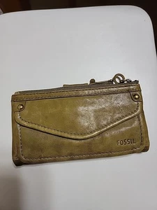 Vintage Fossil Leather Clutch Wallet Green Zip Up 7.5 X4 Inch - Picture 1 of 13