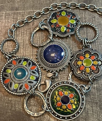 Chicos Boho Mixed Metals Medallions Concho Silver Chain Women's Adjustable Belt - Image 1 of 4