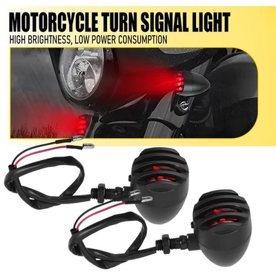 2x Luces de señal de giro de motocicleta para Honda Yamaha Suzuki Harley lámpara halógena roja Foto 1 de 4