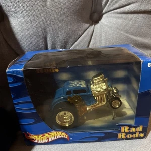Hot Wheels Rad Rods 1932 Ford Coupe Blue ERRORS Marked 50 Ford Woody - Picture 1 of 5