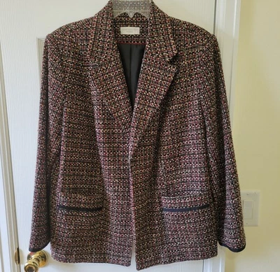 Worthington Mujer Talla 1X? Chaqueta Blazer Rojo Negro Tostado Tweed Frente Abierto  Foto 1 de 4