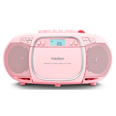 MEDION LIFE E66476 Stereo Sound System CD MP3 Kassette UKW Radio Boombox pink - Bild 1 von 4