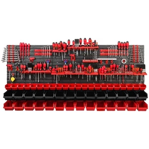 WALL MOUNTED TOOL PEG BOARD 1724mm x 780mm 96 ELEMENTS GARAGE STORAGE BINS - Picture 1 of 9