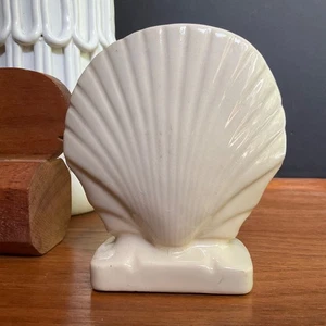 Clam Shell Vase Pottery Coastal Nautical Beach Floral Toothbrush Pencil Holder - Picture 1 of 22
