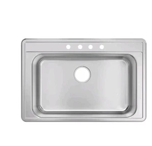33 in. Drop-In Single Bowl 20 Gauge Stainless Steel Kitchen Sink - Picture 1 of 6