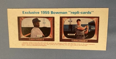 Cartões de beisebol 1985 revistas réplicas 1955 Bowman Mickey Mantle + Ernie Banks - Imagem 1 de 2