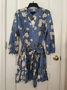 NWT ZARA ZW Collection Flowy Print MINI DRESS In Blue Combo Size XL Msrp $79.90 - Picture 1 of 11