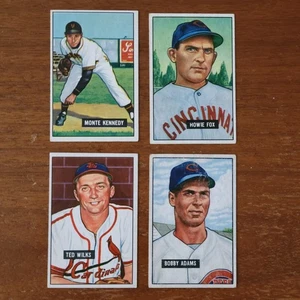 1951 Bowman Baseball 4 Cards- Monte Kennedy, Howie Fox, Ted Wilks, Bobby Adams - Picture 1 of 12