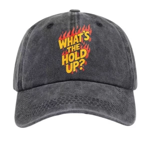 WHAT'S THE HOLD UP?Flame Cartoon Baseball Cap Casual Exclusive Trendy Hat - Picture 1 of 15