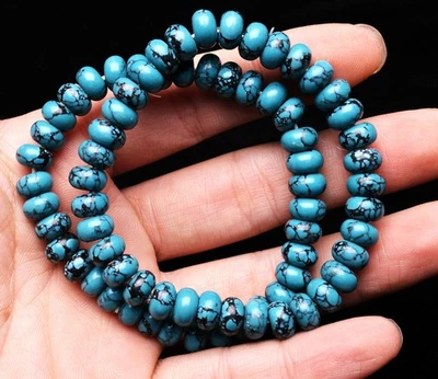 39g 2Pcs Natural Green Turquoise Crystal Gemstone Round Beads Bracelet AAA - Image 1 of 4